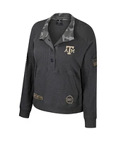 Colosseum Women's Heather Charcoal Texas A M Aggies Oht Military Appreciation Payback Henley Thermal Sweatshirt