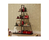 gaomon Shelf Ladder, 4-Shelf Ladder Bookcase, A-Shaped Ladder Shelf Display, Wooden Ladder Shelves Storage Organizer for Living Room