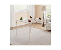 gaomon Folding Table, 33.6 Inch Folding Card Table, Portable Square Folding Table with Pu Soft Cushion, Beige Metal Foldable Table Suitable for Living
