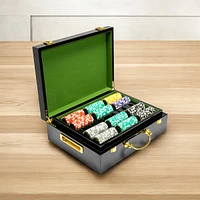 Slickblue Las Vegas Poker Chip Set (500 Count) in Hi Gloss Wood Case - Clay Composite