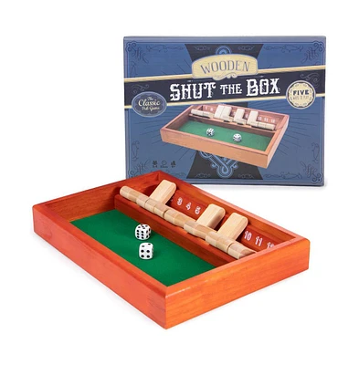 Slickblue Shut the Box Game – Classic Wooden Number Puzzle for Family Fun and Skill Development