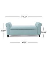 The Pop Home 50" Upholstered Storage Ottoman Bench with Rolled Arms, Storage for Small Spaces-The Pop Home