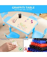 gaomon Kids Table and Chairs Set, Toddler Height Adjustable Desk With Graffiti Desktop, Arts & Crafts Seats, Non-Slip Legs, Max 300lbs