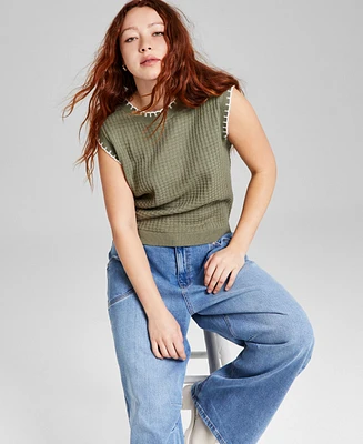 And Now This Women's Whip Stitch Crewneck Sweater Vest, Exclusively at Macy's
