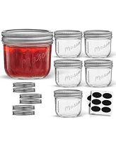 JoyJolt Wide Set of 6 Mason Jars with Airtight Lids