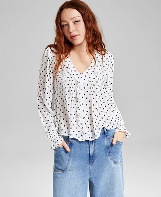 And Now This Women's Ruffle Front Long-Sleeve Blouse, Exclusively at Macy's