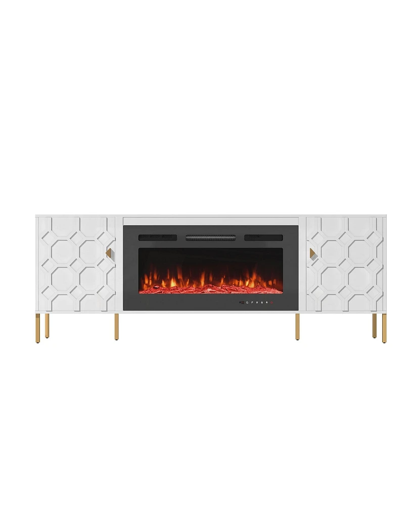 Boyel Living 36 inches Electric Fireplace Tv Stand Media Consoles
