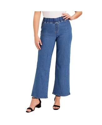 June + Vie Plus Contour Denim Wide-Leg Jean