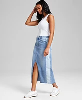 And Now This Women's Two-Tone Raw-Edge-Hem Denim Skirt, Exclusively at Macy's