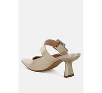 London Rag Bismi Large Buckle Kitten Heel Mules