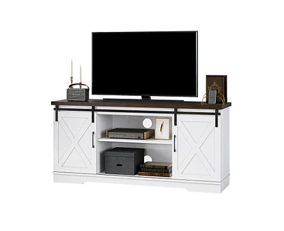 gaomon Farmhouse Tv Stand for 65 Inch Tv, Entertainment Center with Storage and Sliding Barn Doors