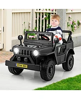 Gymax 12V Kids Ride on Truck Car w/Remote Control Threaded Wheels 3 Speeds Led Lights