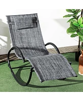 Outsunny Outdoor Rocking Chair Chaise Lounge Chair for Sun ning