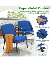 Gouun 4 Pieces Outdoor Conversation Set with Seat Back Cushions and Waist Pillows