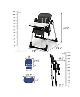 Gouun Foldable Baby High Chair with Adjustable Height, Backrest, and Detachable Tray