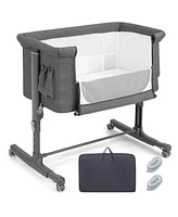 Gouun Portable Baby Bedside Bassinet with 5-level Adjustable Heights and Travel Bag