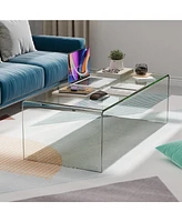 Gouun 42 x 19.7 Inch Tempered Glass Table with Rounded Edges