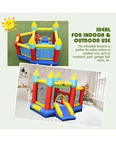 Gymax Inflatable Bounce House Slide Jumping Castle w/ Tunnels Ball Pit & 480W Blower