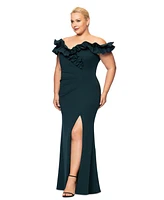 Xscape Plus Ruffled Off-The-Shoulder Gown