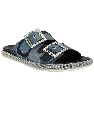 Guess Women's Funzya Embellished Double Band Footbed Sandals