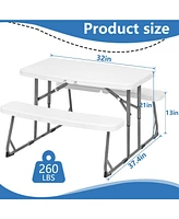 Sugift Kids Picnic Table Folding Plastic Table and Benches - Seating for 4 Kids
