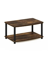 Furinno Turn-n-Tube No Tools 2-Tier Elevated Tv Stands, Amber Pine & Black