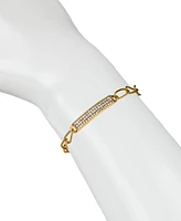 Patricia Nash Gold-Tone Crystal Pave Sparkle Bar Open Link Chain Bracelet