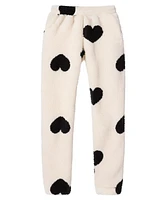 Kate Mack Big Girls Heart Print Sherpa Jogger Pant