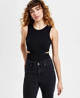 Bar Iii Women's Crewneck Cutout Rib-Knit Bodysuit, Exclusively at Macy's