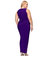 Betsy & Adam Plus V-Neck Gown