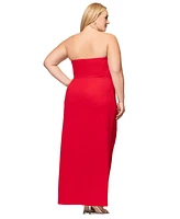 Betsy & Adam Plus Sleeveless Scoop-Neck Sheath Gown