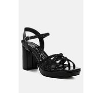 London Rag Sparks Fly Glitter Strappy Block Sandals