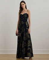 Lauren Ralph Women's Paisley Foiled Chiffon Sleeveless Gown