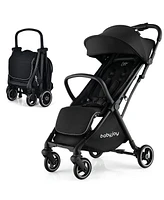 Gymax Portable Baby Stroller One-Hand Fold Pushchair W/ Aluminum Frame