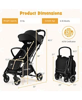 Gymax Portable Baby Stroller One-Hand Fold Pushchair W/ Aluminum Frame