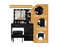 gaomon Vanity Desk, Makeup Vanity Table with Mirror & 9 Led Light Bulbs