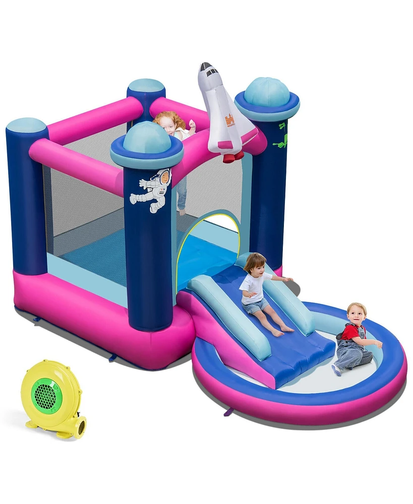 Gymax Inflatable Space-themed Bounce House Kids 3-in-1 Bounce Castle w/ 480W Blower