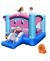 Gymax Inflatable Bounce House 3-in-1 Elephant Theme Inflatable Castle w/ 550W Blower