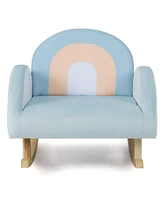 Gouun Toddler Rocking Chair with Solid Rubber Wood Frame Soft Velvet Cover