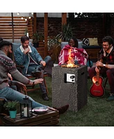 Gouun 16 Feet Square Outdoor Propane Fire Pit with Lava Rocks Waterproof Cover 30000 Btu