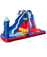 Gouun 6-In-1 Inflatable Water Park with Climbing Wall Splash Pool (Without Blower)