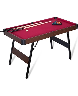 Inolait 4.5ft Folding Pool Billiard Table, Portable Pool Game Table with 2 Cue Sticks, 16 Balls, Triangle, Chalk