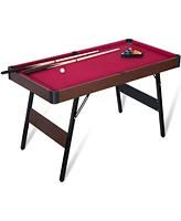 Inolait 4.5ft Folding Pool Billiard Table, Portable Pool Game Table with 2 Cue Sticks, 16 Balls, Triangle, Chalk