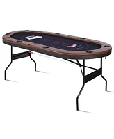 Sugift 71in Foldable Poker Table, 8 Player Texas Holdem Table, Folding Leisure Game Table, Portable Casino Table with Padded Rails and Cup Holders