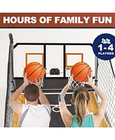 Sugift Foldable Basketball Arcade Game, Indoor Basketball Hoop Arcade with 4 Balls and Led Scoring System