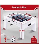 Sugift 42" Foosball Coffee Table w/Tempered Glass Top, Soccer Game Table for Adults & Kids, Modern Arcade Game Table