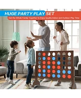 Sugift Giant Wooden 4-in-a-Row Game, Outdoor & Indoor Connect 4 Game w/42 Discs & Carrying Bag, Fun for All Ages