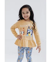 Bluey Toddler Girls Peplum Sweatshirt and Leggings Outfit Set