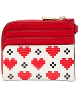 kate spade new york Devin Pixel Hearts Embossed Saffiano Leather Card Case Wristlet