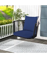 Gouun Single Person Hanging Seat with Woven Rattan Backrest for Backyard